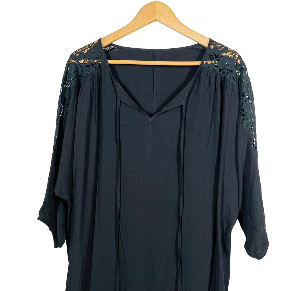 NEW! Cupshe V Neck Cover Up Beach Swim Black Casual Resort Wear - L